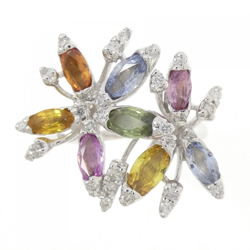 Nhẫn Sapphire K14WG Hoa 2.77CT 668702