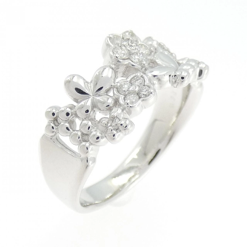 Nhẫn kim cương K18WG hoa × bướm 0.20CT - Hàng hiệu Authentic 851473