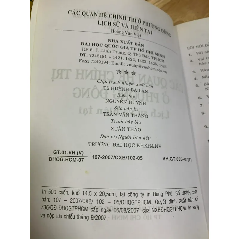 Các Quan Hệ Chính Trị Ở Phương Đông - Lịch Sử Và Hiện Tại - Hoàng Văn Việt 927511