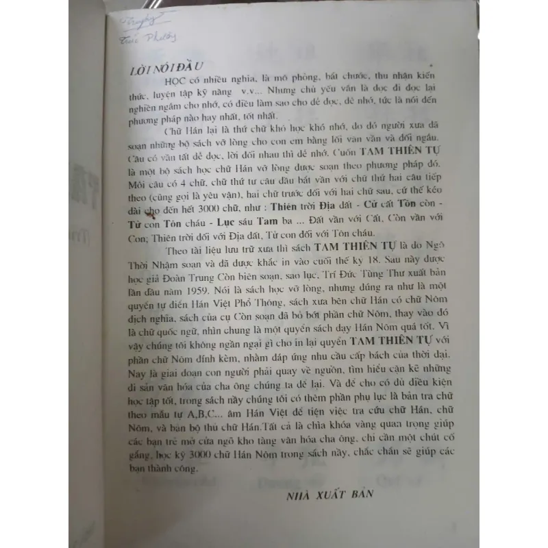 TAM THIÊN TỰ (TRÌNH BÀY VIỆT - HÁN - NÔM) - ĐOÀN TRUNG CÒN 194298