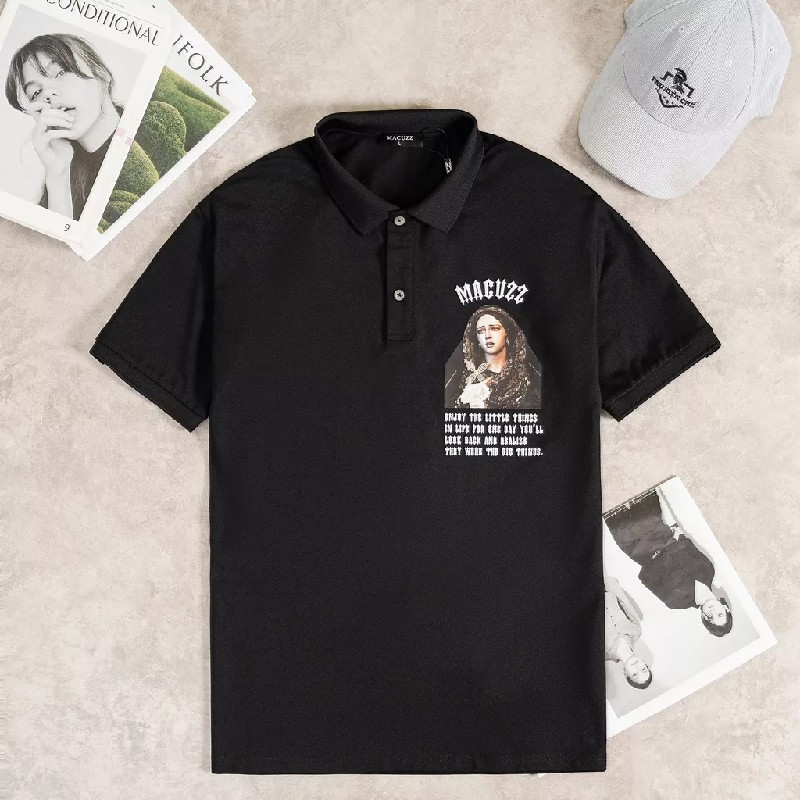 Áo polo tay lỡ Unisex Macuzz cổ tròn, phong cách Unisex, form oversize 8874