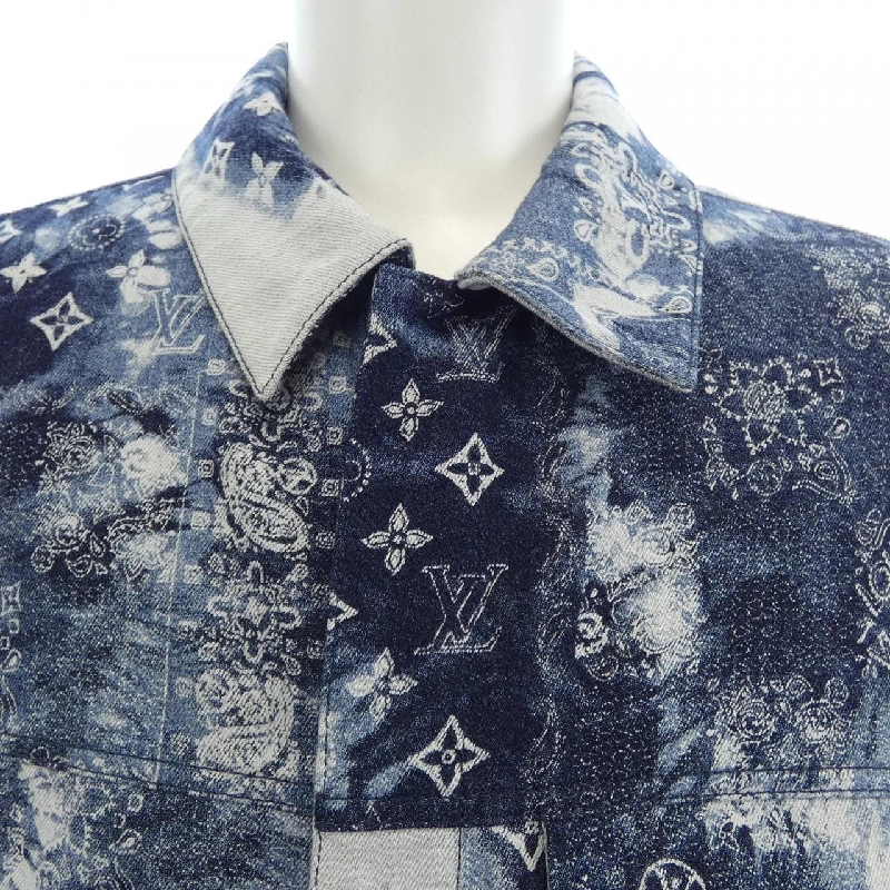 Áo sơ mi denim tay ngắn họa tiết monogram Louis Vuitton 895297