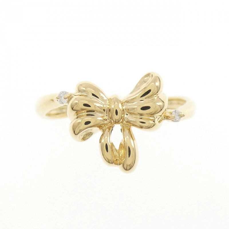 Nhẫn kim cương K18YG hình ruy băng 0.02CT 671028