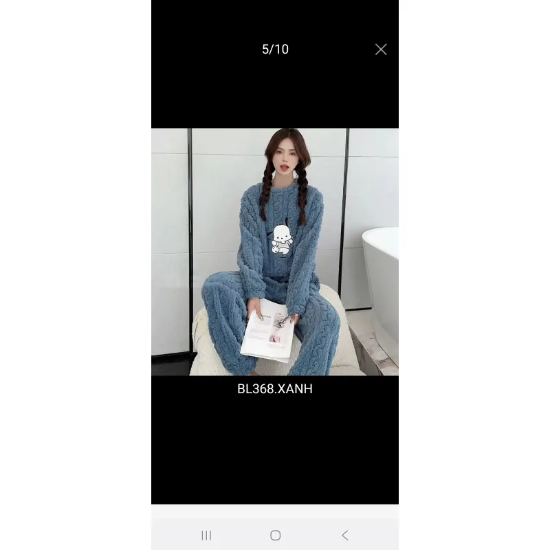 Bộ đồ ngủ lông cừu nữ - Đồ mặc nhà mềm ấm 759585