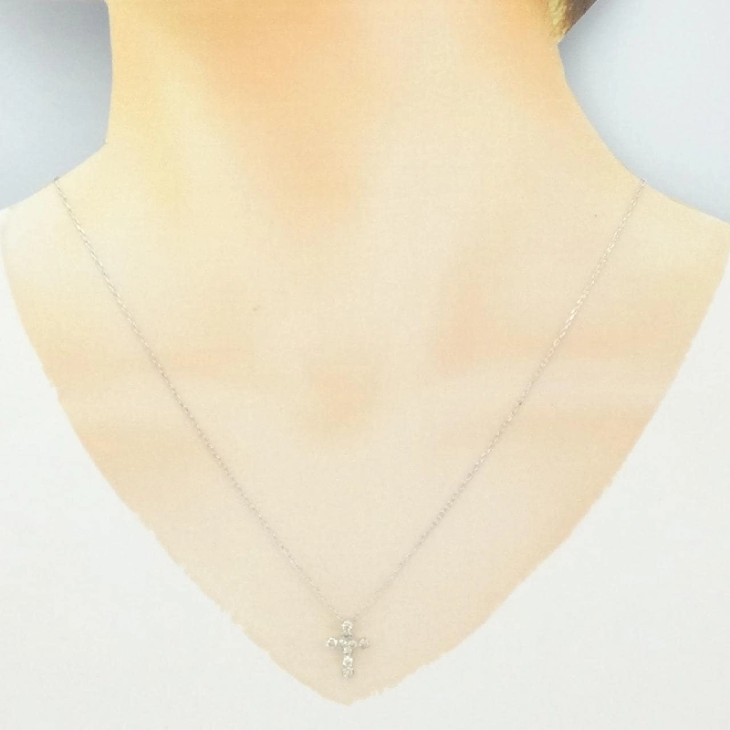 K18WG Dây chuyền kim cương chéo 0.40CT - Hàng hiệu Authentic 858326