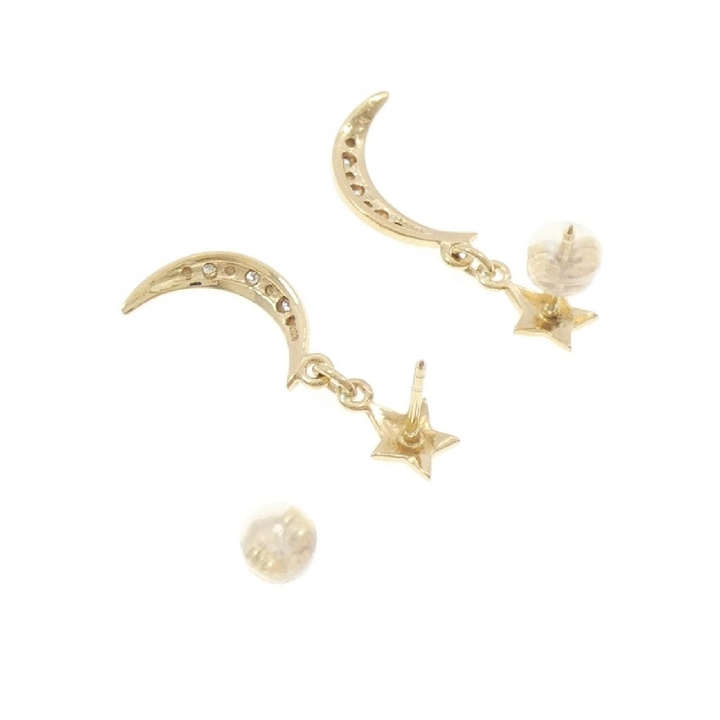 K18YG/K18WG Sao × Mặt trăng Bông tai Kim cương 0.04CT - Hàng hiệu Chính hãng 868851