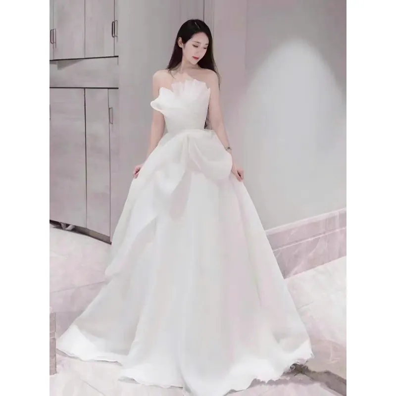 Váy cưới đi bàn cao cấp trễ vai (mặc 1 lần) 791296