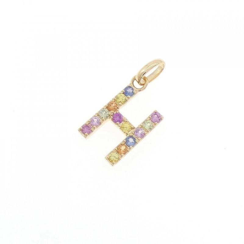 K18YG Chữ cái H Mặt dây chuyền Sapphire 0.24CT - Hàng hiệu Chính hãng 861798