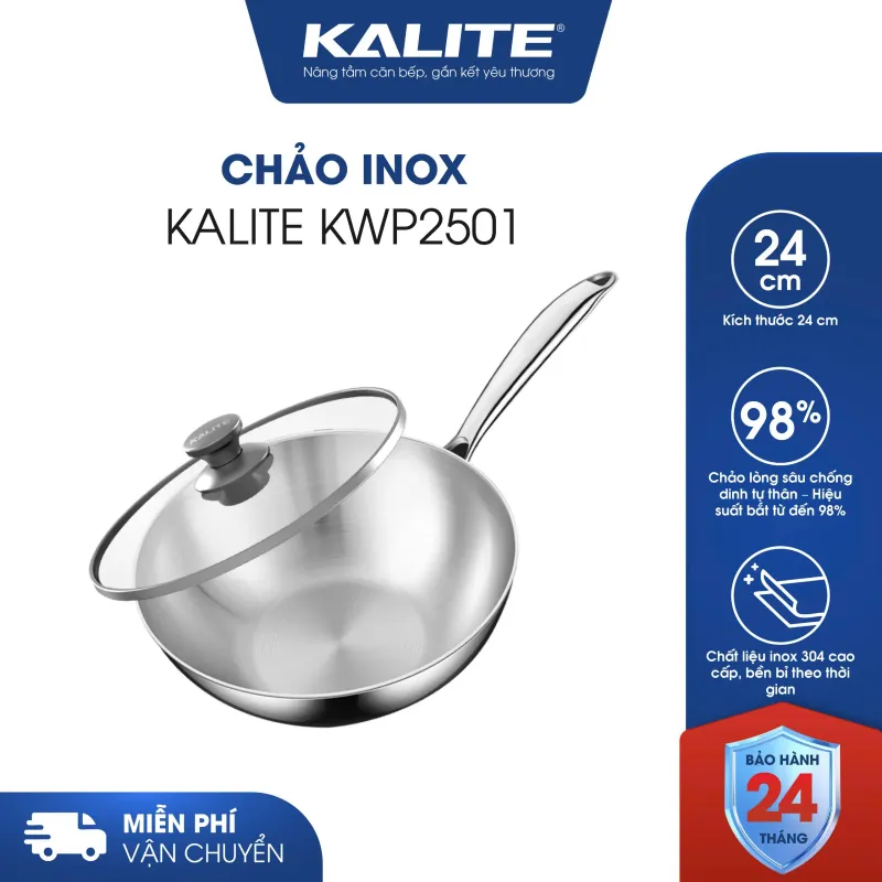 Chảo inox 304 lòng sâu Kalite KWP2501 chống dính chống xước 727747