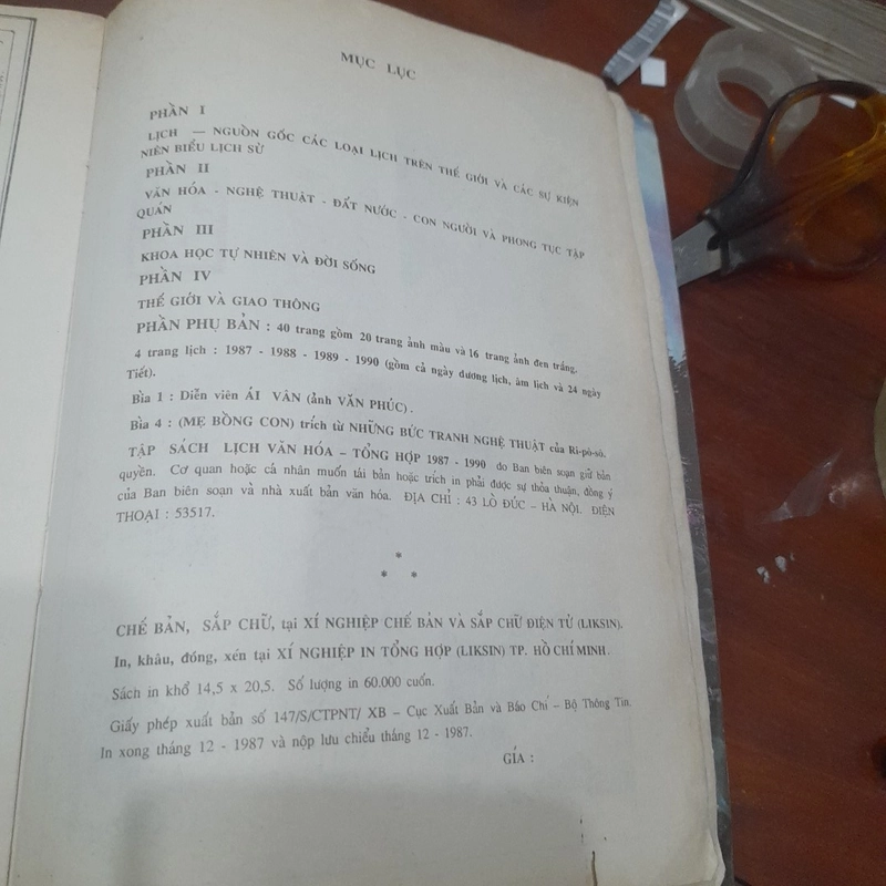 Almanach - Lịch VĂN HÓA TỔNG HỢP (1987-1990) 299551