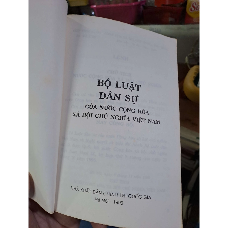 Bộ luật dân sự của nước Cộng hòa xã hội chủ nghĩa Việt Nam GIÁO TRÌNH, CHUYÊN MÔN HCM1008 919935