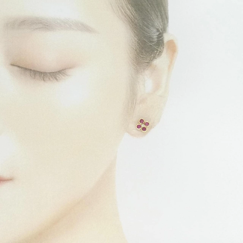 K18YG Bông tai Ruby - Hàng hiệu Chính hãng 876322