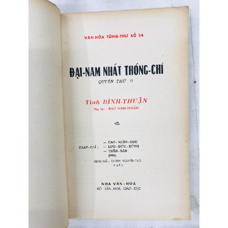 Đại Nam Nhất Thống Chí 12 Tỉnh Bình Thuận - dịch giả Nguyễn Tạo 128237