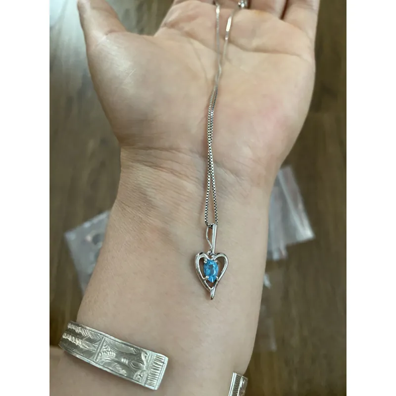 Dây bạc 925 mặt topas xanh trong 1012956