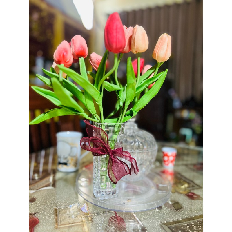 Bình hoa tulips để bàn trang trí decor 13182