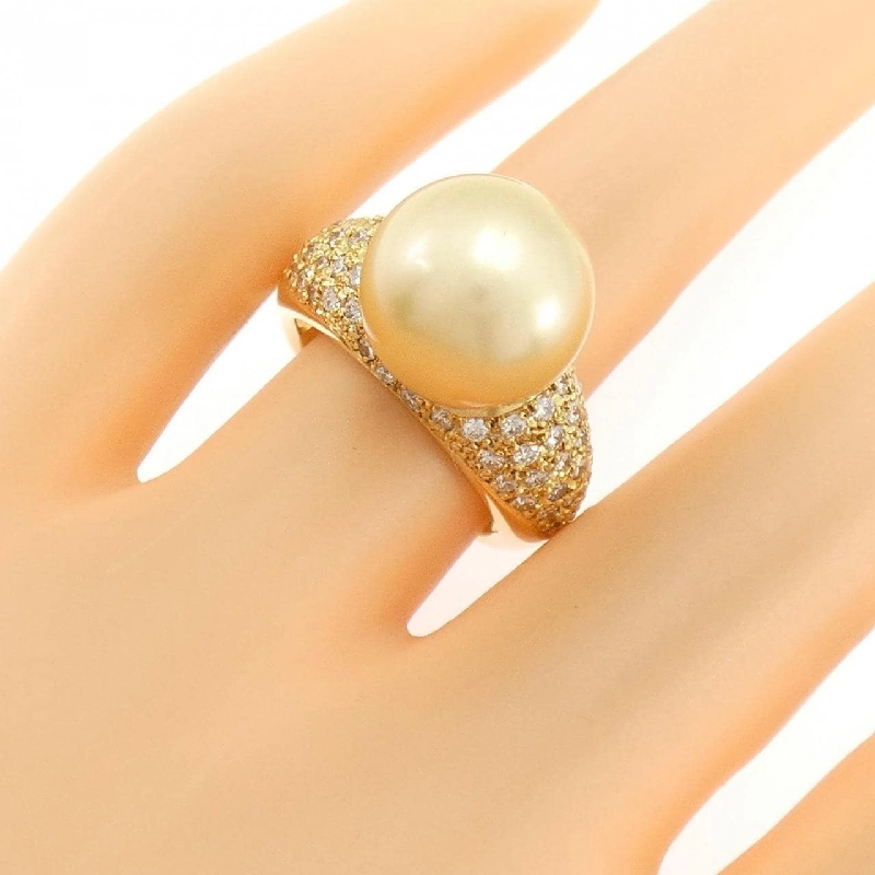 Nhẫn ngọc trai trắng K18YG 12.4mm - Hàng hiệu Authentic 852063