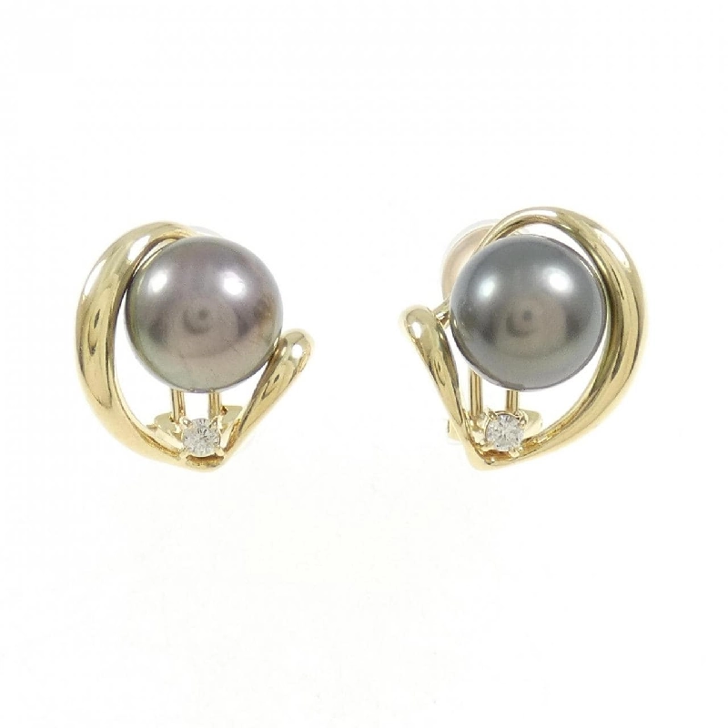 K18YG Ngọc trai đen 9.4mm - Bông tai hàng hiệu chính hãng 872252