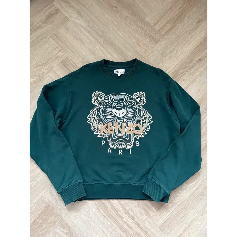 Áo sweatshirt Kenzo màu xanh lá đậm thêu đầu hổ 757897