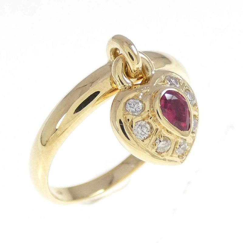 Nhẫn ruby 750YG hình trái tim 0.16CT 668409