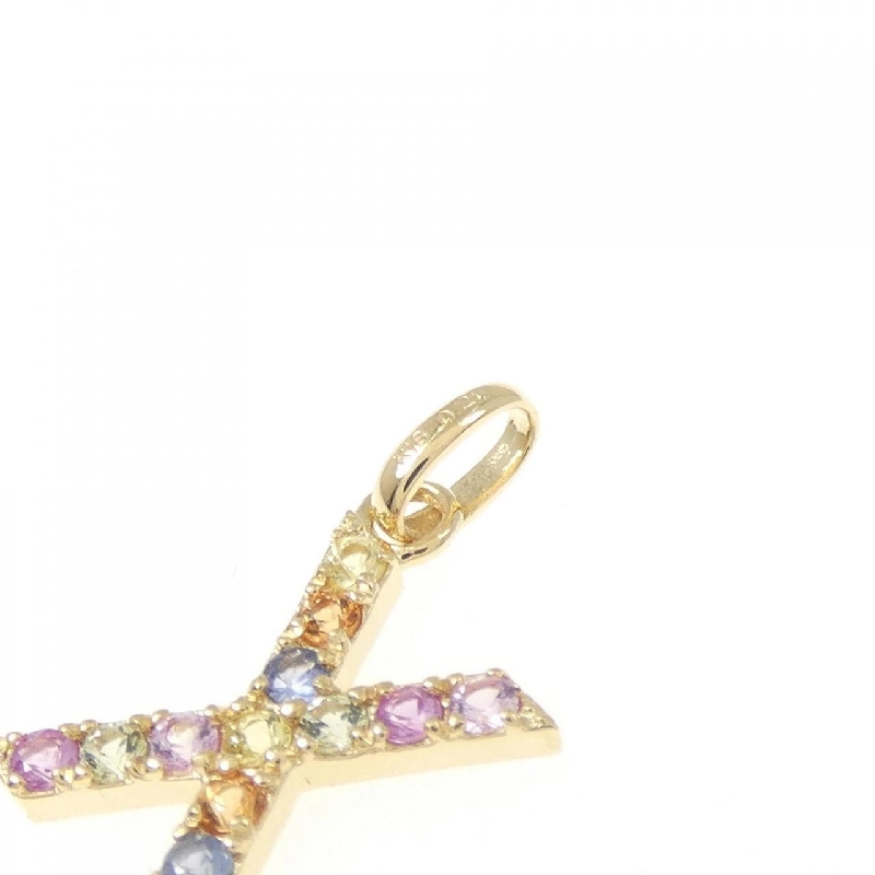 K18YG Chữ cái X Mặt dây chuyền Sapphire 0.20CT - Hàng hiệu Chính hãng 861772