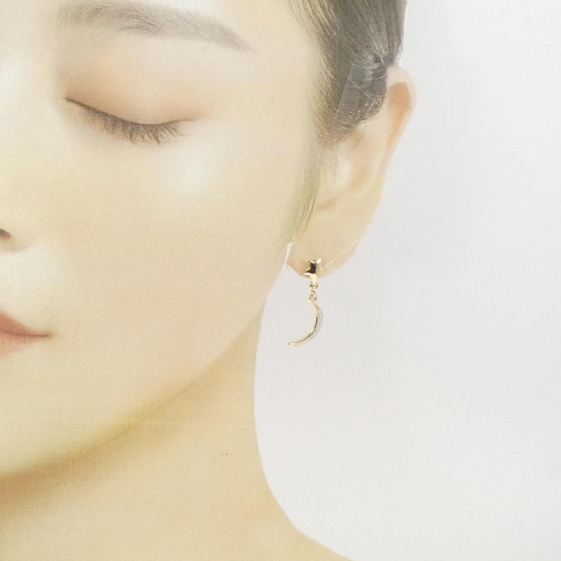 K18YG/K18WG Sao × Mặt trăng Bông tai Kim cương 0.04CT - Hàng hiệu Chính hãng 868851