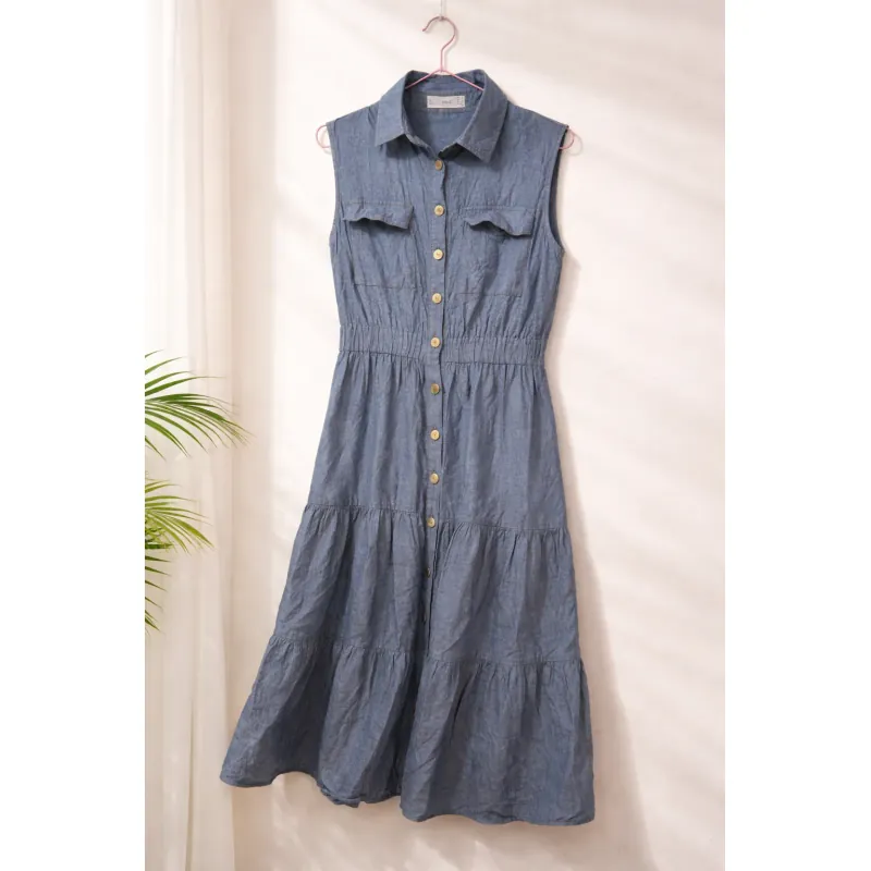 ĐẦM DENIM SƠ MI DÁNG XOÈ 1011506