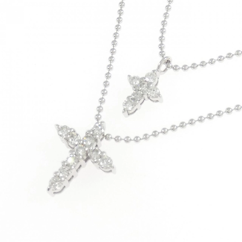 K18WG Dây chuyền kim cương chéo 0.31CT - Hàng hiệu Authentic 860866