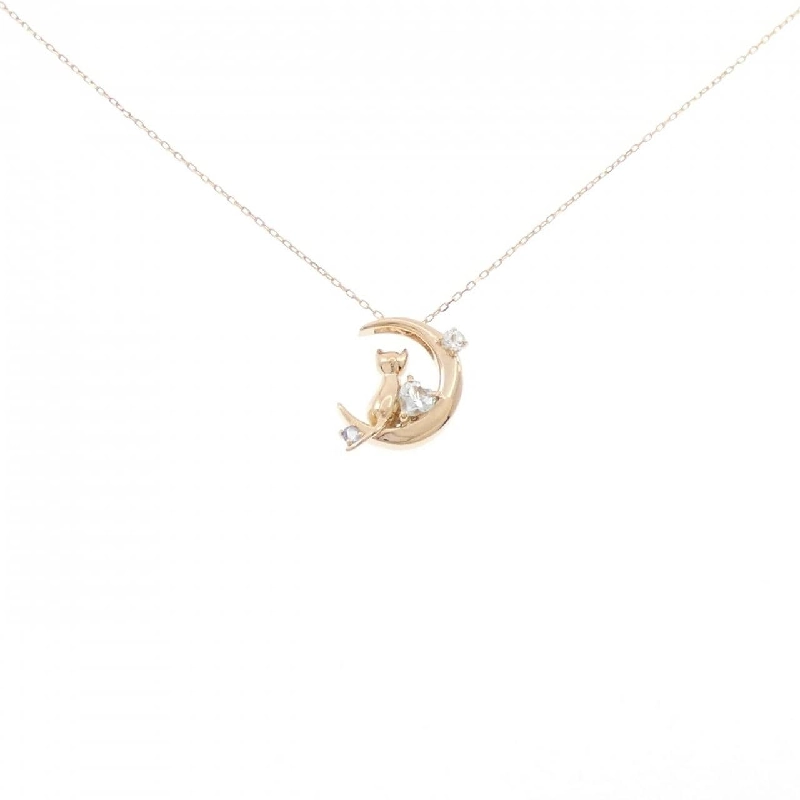 K18PG Mèo_Mặt trăng Dây chuyền đá màu - Hàng hiệu Authentic 861849