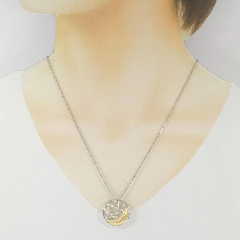 PT900/K18YG/PT850 Dây chuyền kim cương mặt trăng 0.34CT - Hàng hiệu Chính hãng 858063