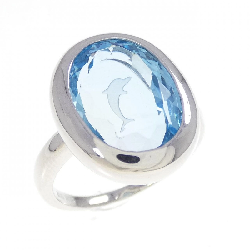 Nhẫn Blue Topaz K18WG Dolphin - Hàng hiệu Authentic 848852