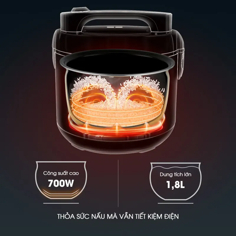 Nồi cơm điện KALITE KRC6018 700W chống dính dung tích 1,8L 585698