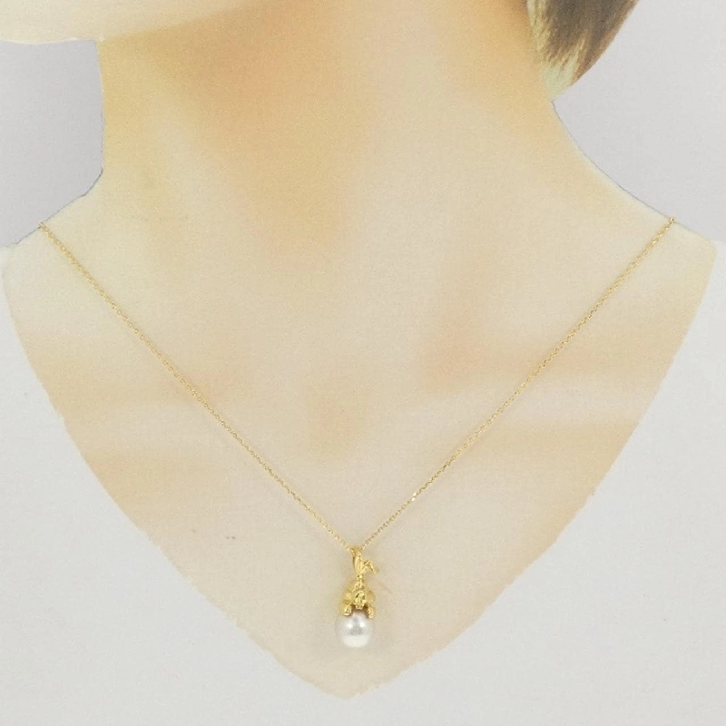 K18YG Thỏ Ngọc Trai Trắng Dây Chuyền 9.7mm - Hàng hiệu Chính hãng 857395