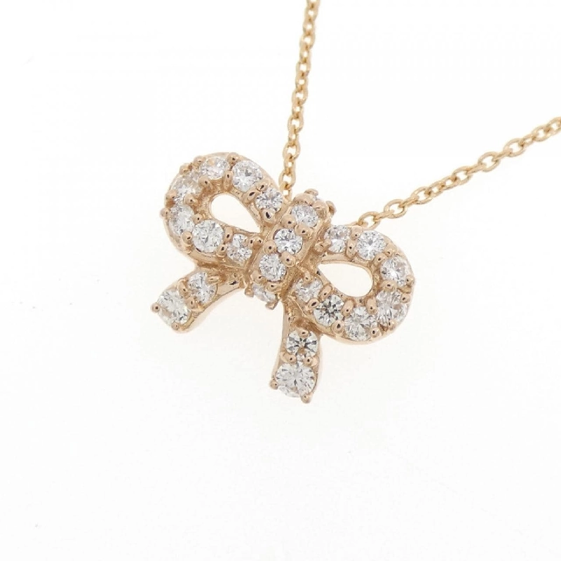 K18PG Dây chuyền kim cương hình ruy băng 0.30CT - Hàng hiệu Chính hãng 865627