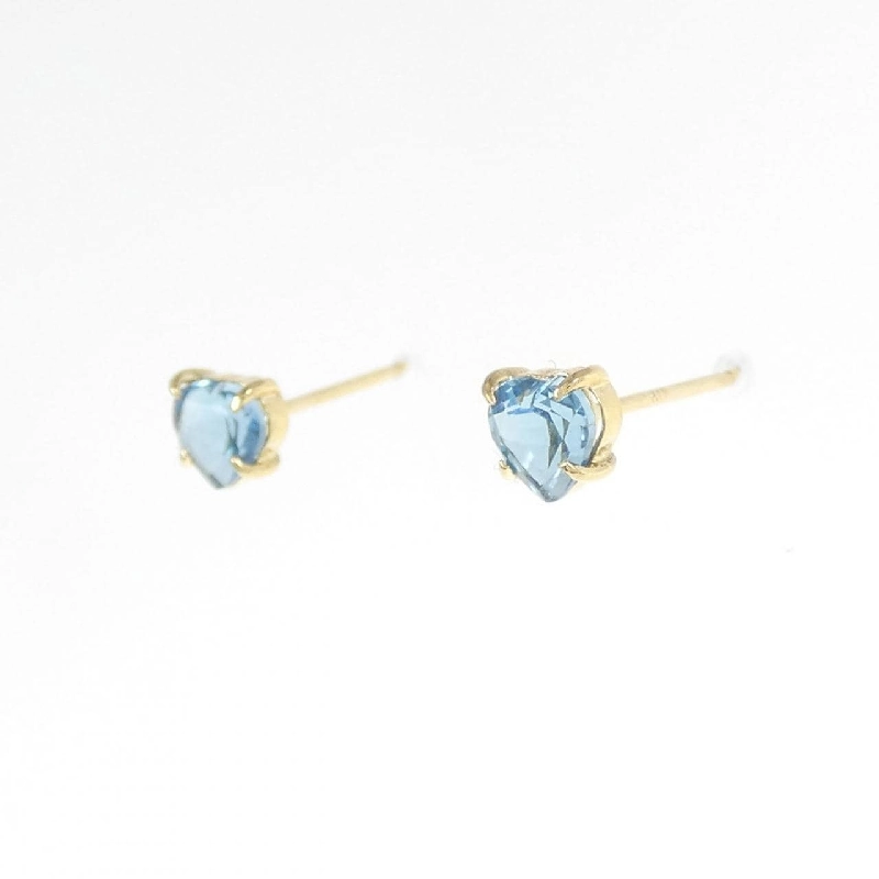 K18YG Heart Blue Topaz Earrings - Hàng hiệu Authentic 871113