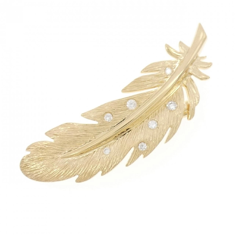 K18YG Feather Diamond Brooch 0.12CT - Hàng hiệu Authentic 871290