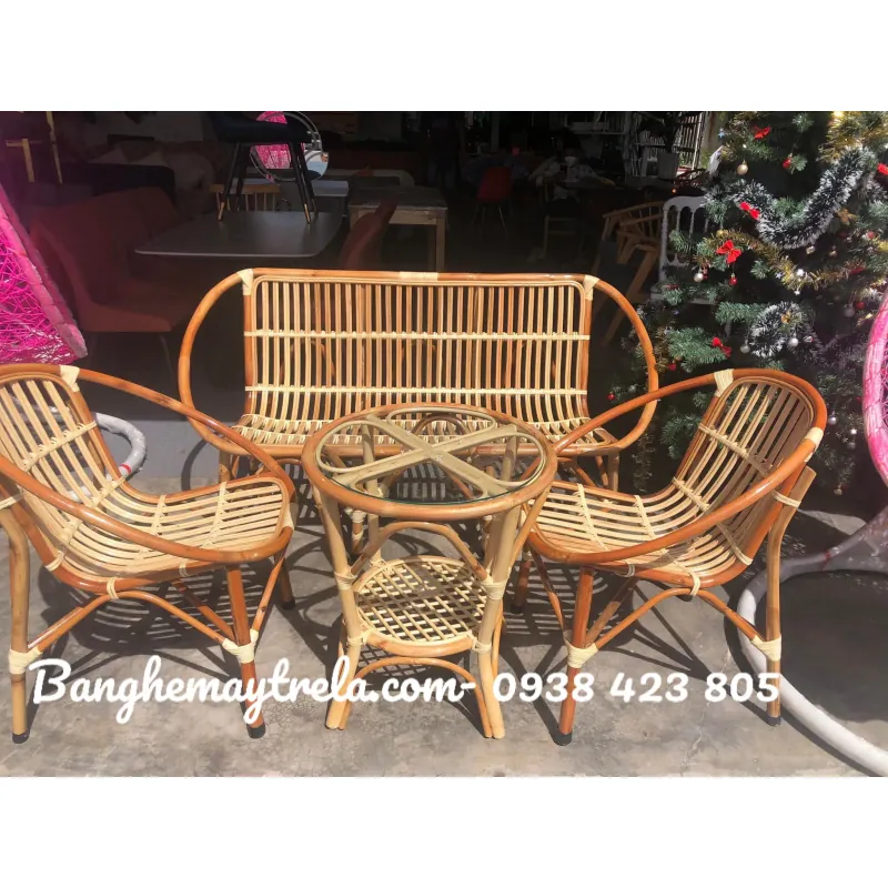Bàn ghế sò mây nhựa giá rẻ nhỏ gọn 695658
