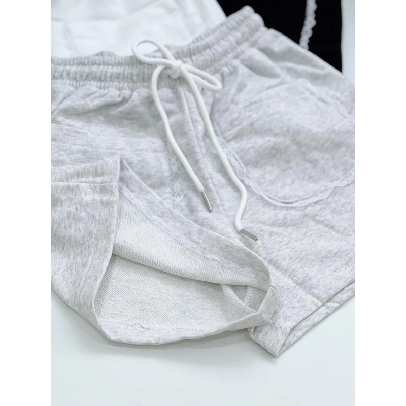 Quần Short Nữ Chất Cotton Nỉ Xám Nhạt Freesize Dưới 55kg Hàng Mới 316036