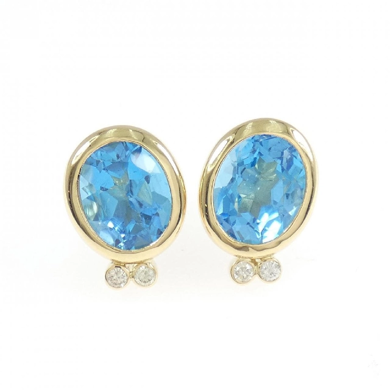 K18YG Blue Topaz Bông tai 6.93CT - Hàng hiệu Chính hãng 869064