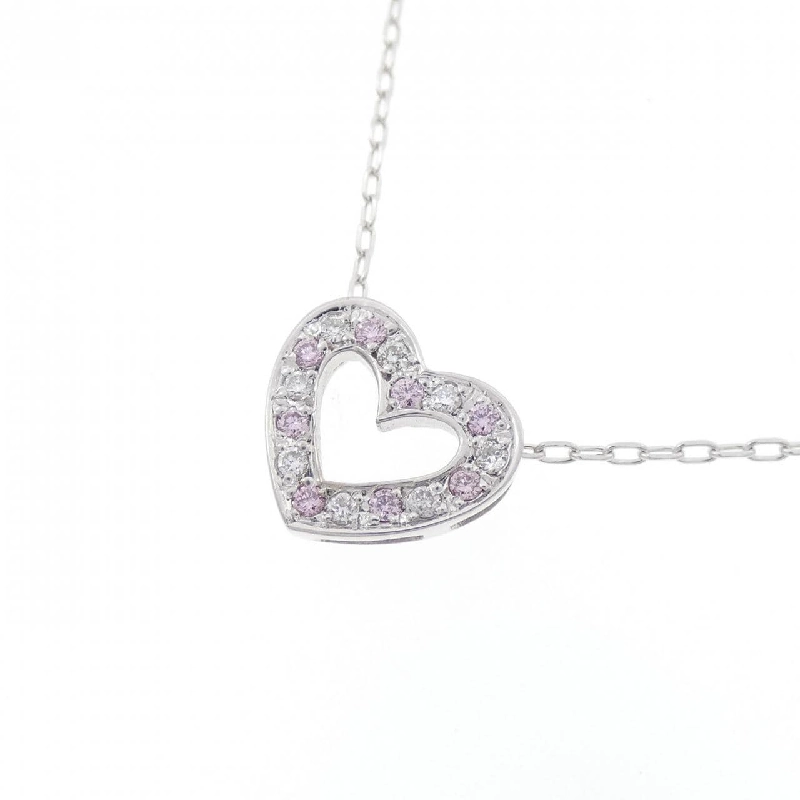 K18WG Dây chuyền hình trái tim với kim cương hồng 0.06CT - Hàng hiệu Chính hãng 866757