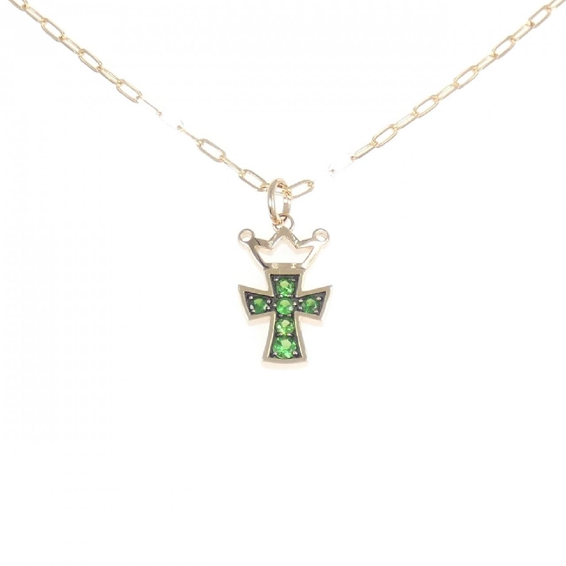 K18PG/K18BG Đan chéo × Vương miện Đá garnet Dây chuyền 0.24CT - Hàng hiệu Chính hãng 864564