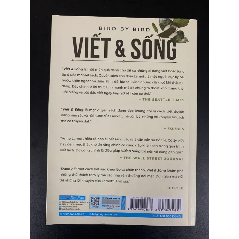 (Sách cũ) Viết & Sống - Bird by Bird - Anne Lamott - Phương Ánh dịch  931117