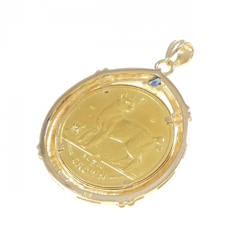 K18YG(枠) Sapphire Coin Pendant 0.18CT - Hàng hiệu Authentic 865316