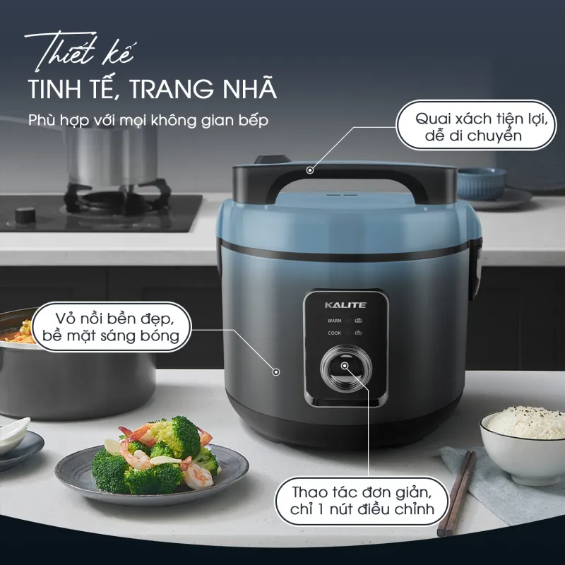 Nồi cơm điện KALITE KRC6018 700W chống dính dung tích 1,8L 689640
