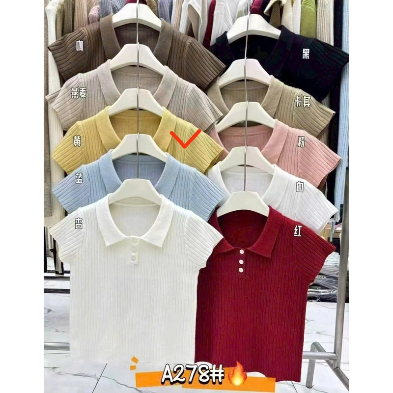 Áo Len nữ QC hàng new trơn cổ polo màu vàng 40-63kg 546761