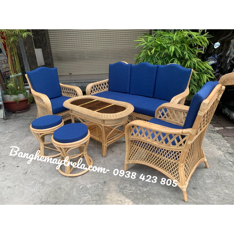Bộ bàn ghế sofa mây phòng khách 458215