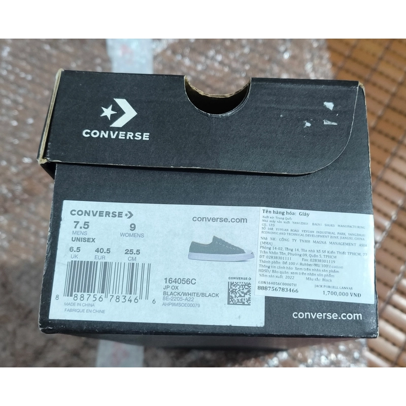 Hộp và Túi đựng giày converse jack purcell + 1 túi converse đen. 504929
