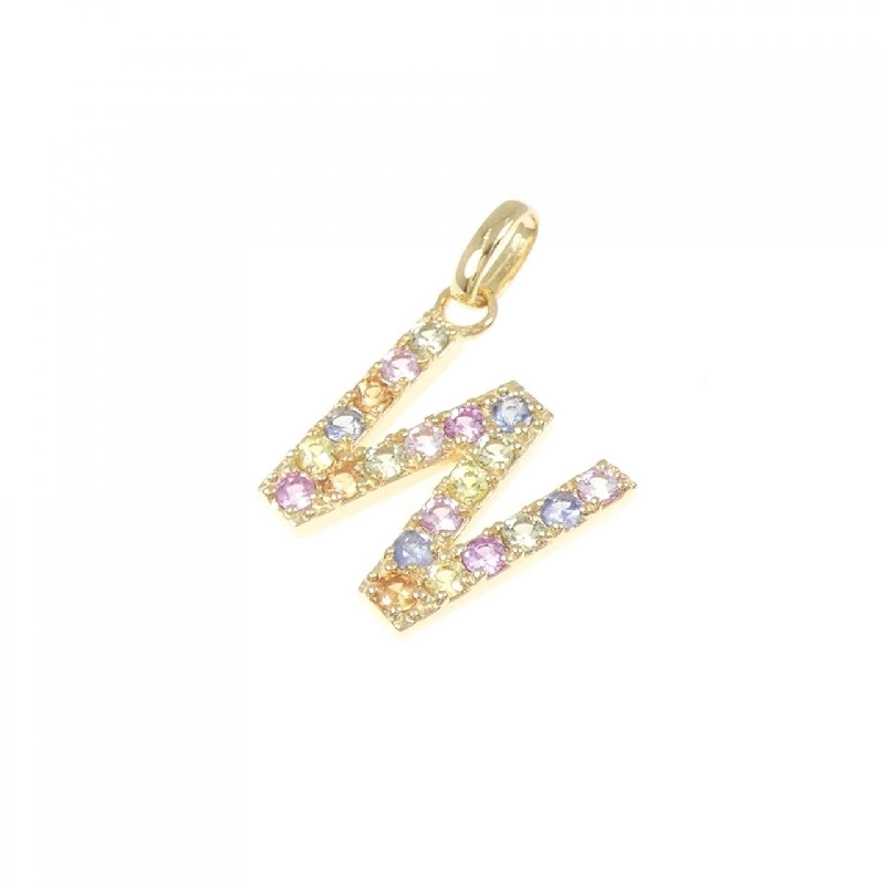 K18YG Chữ cái W Mặt dây chuyền Sapphire 0.32CT - Hàng hiệu Chính hãng 861770