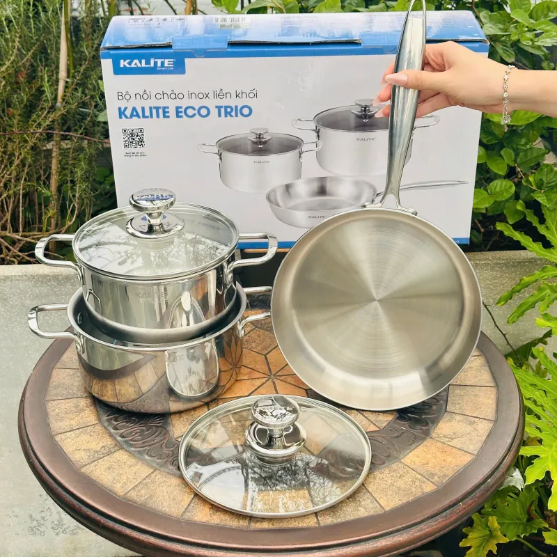 Kalite ECO Trio – Bộ nồi chảo inox liền khối cao cấp 739226