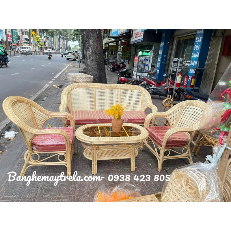 Bàn ghế sofa mây lưới 472912