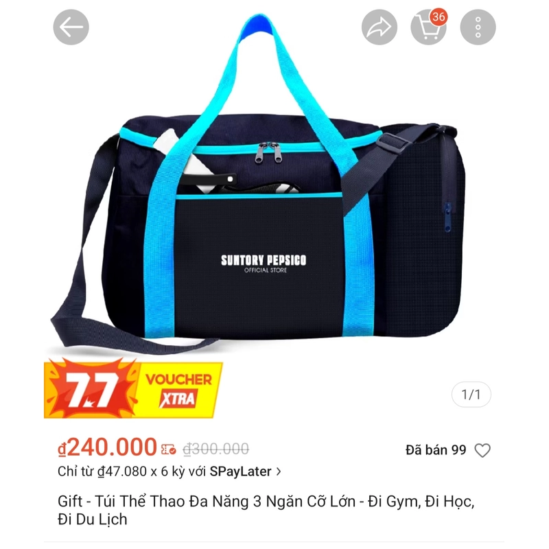 Túi thể thao đa năng 3 ngăn cỡ lớn (Quà tặng nhãn hàng Pepsi) 493272